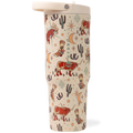 HydroJug sport water bottle with cowboy-themed design that can hold up to 40oz on a white background