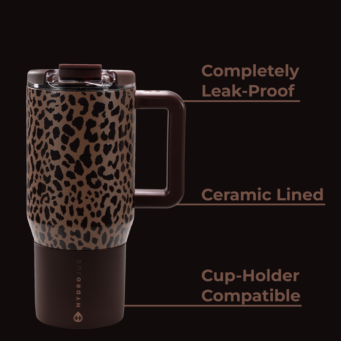 HYDROJUG - Traveler Coffee Mug 20 oz - Brown Leopard