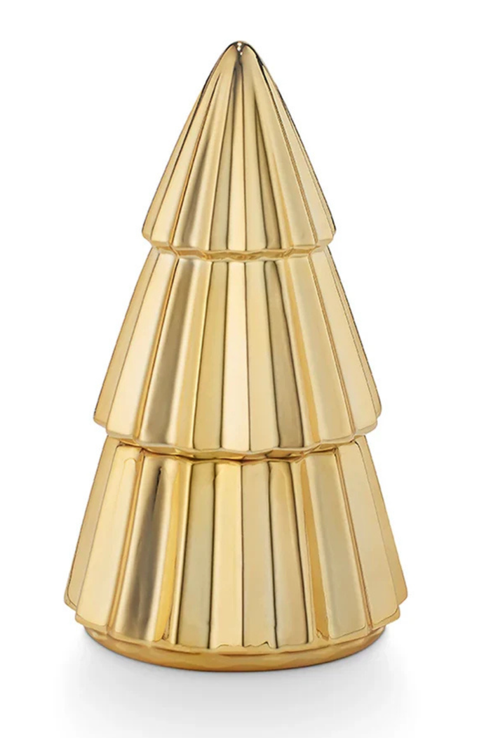 Gold Christmas tree-shaped candle
