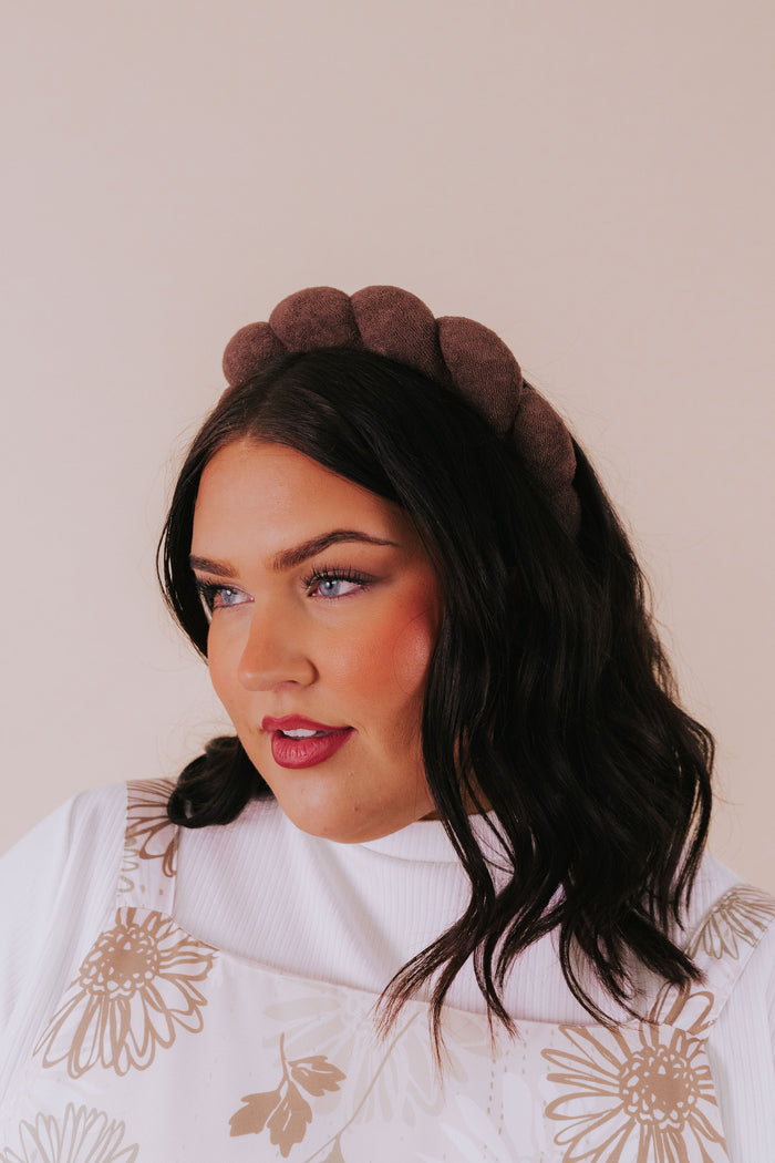plush scalloped headband brown