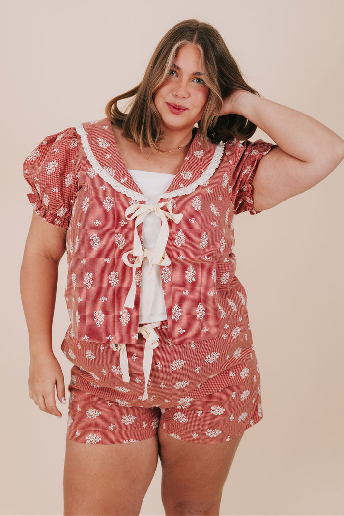 inclusive sizing embroidered gingham matching set plus front