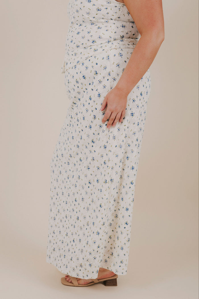 plus size sheer blue floral textured skirt side