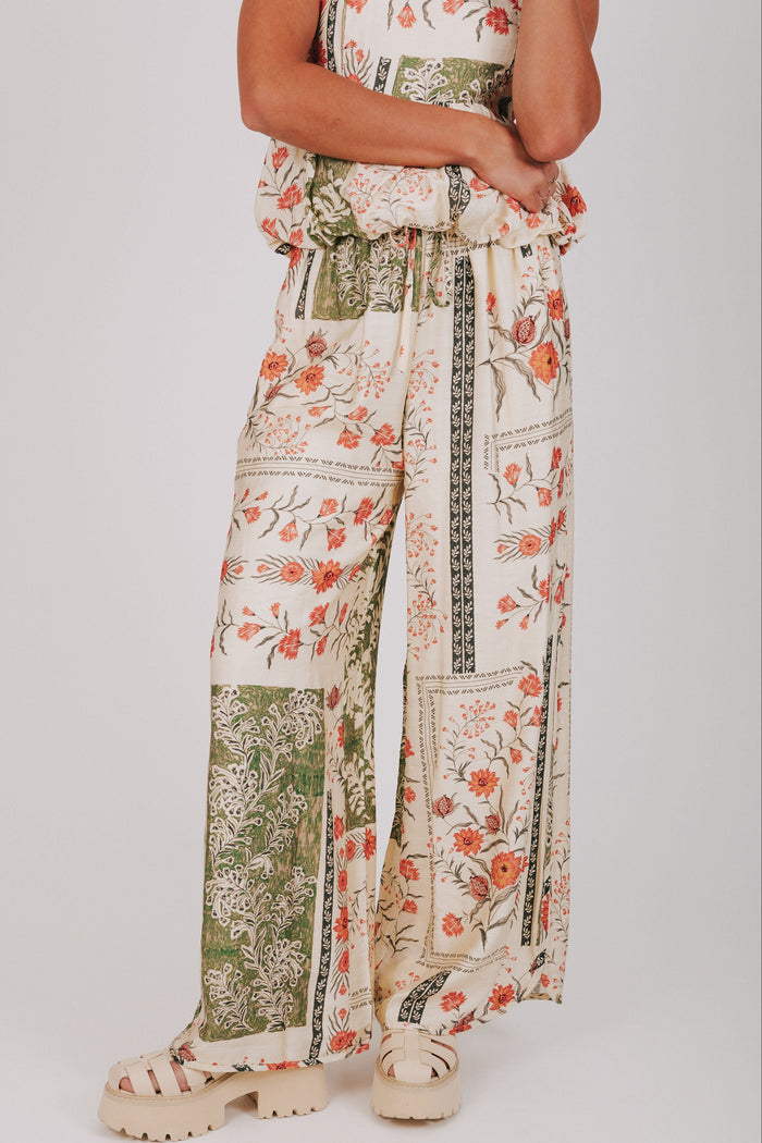 floral printed wide leg pants