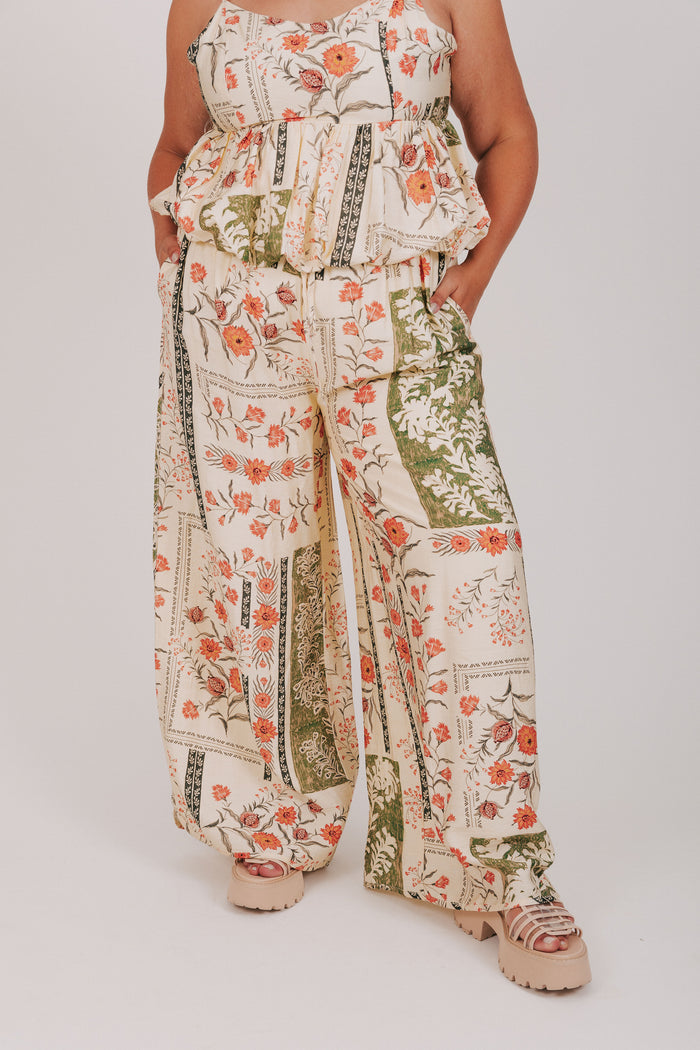 floral printed wide leg pants plus