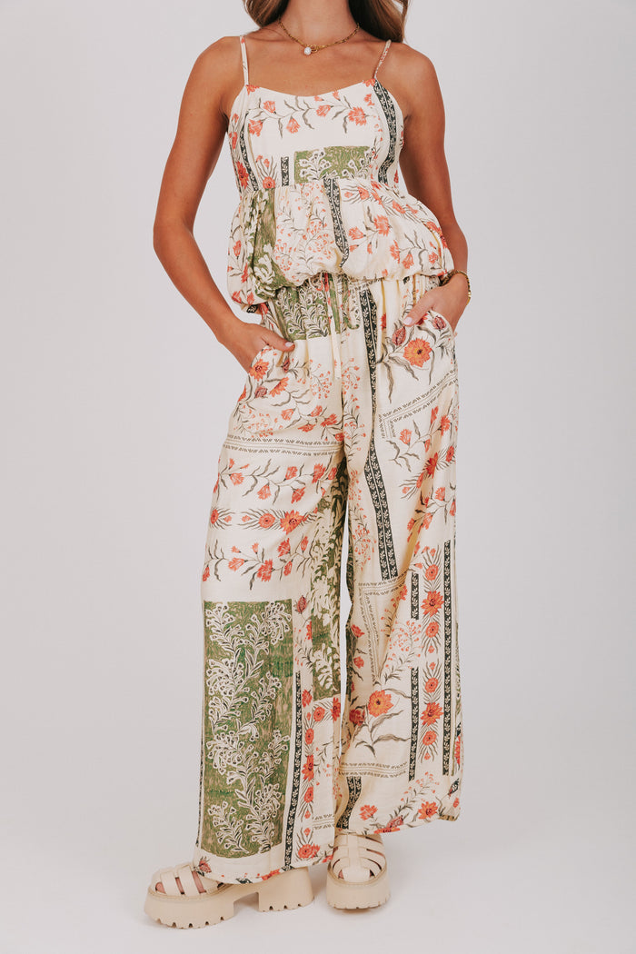 floral printed wide leg pants