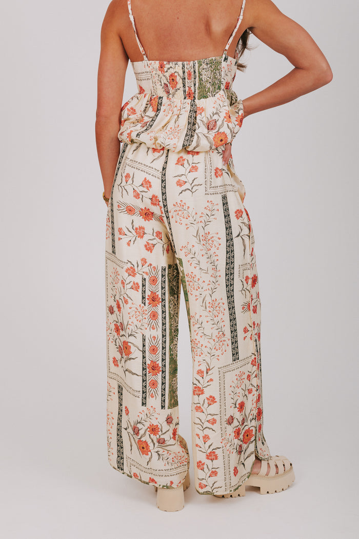 floral printed wide leg pants back