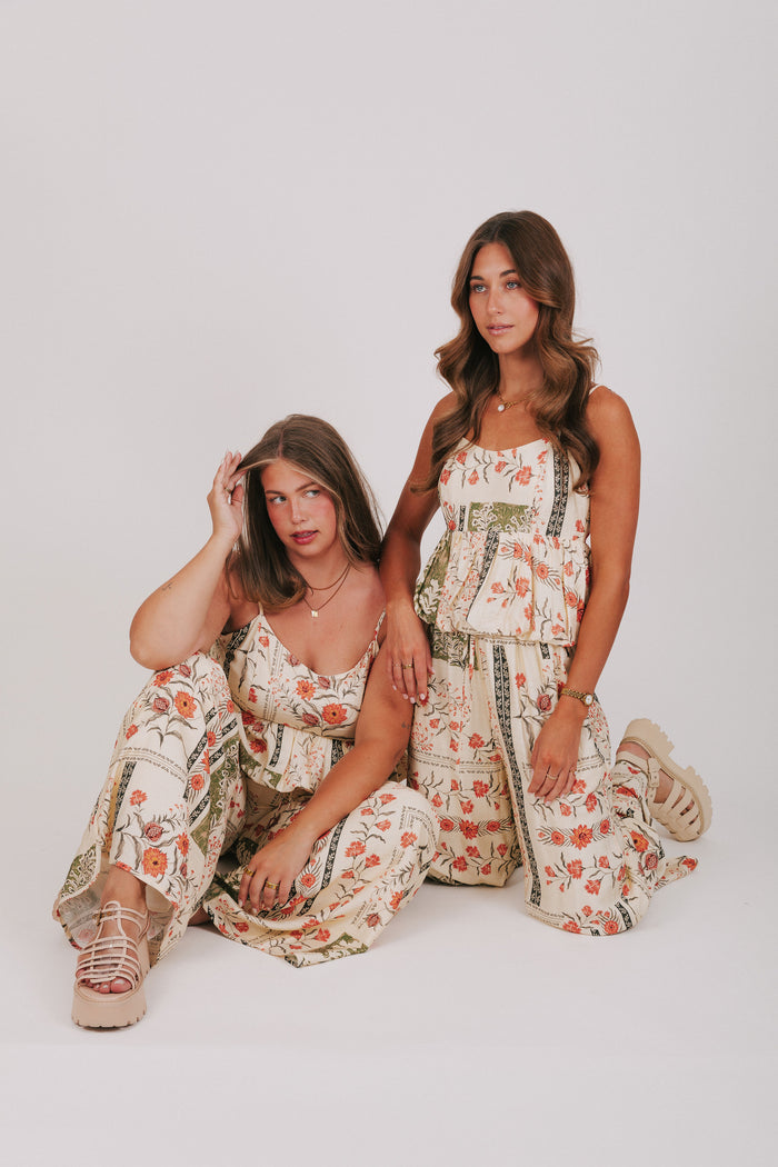 floral printed wide leg pants models