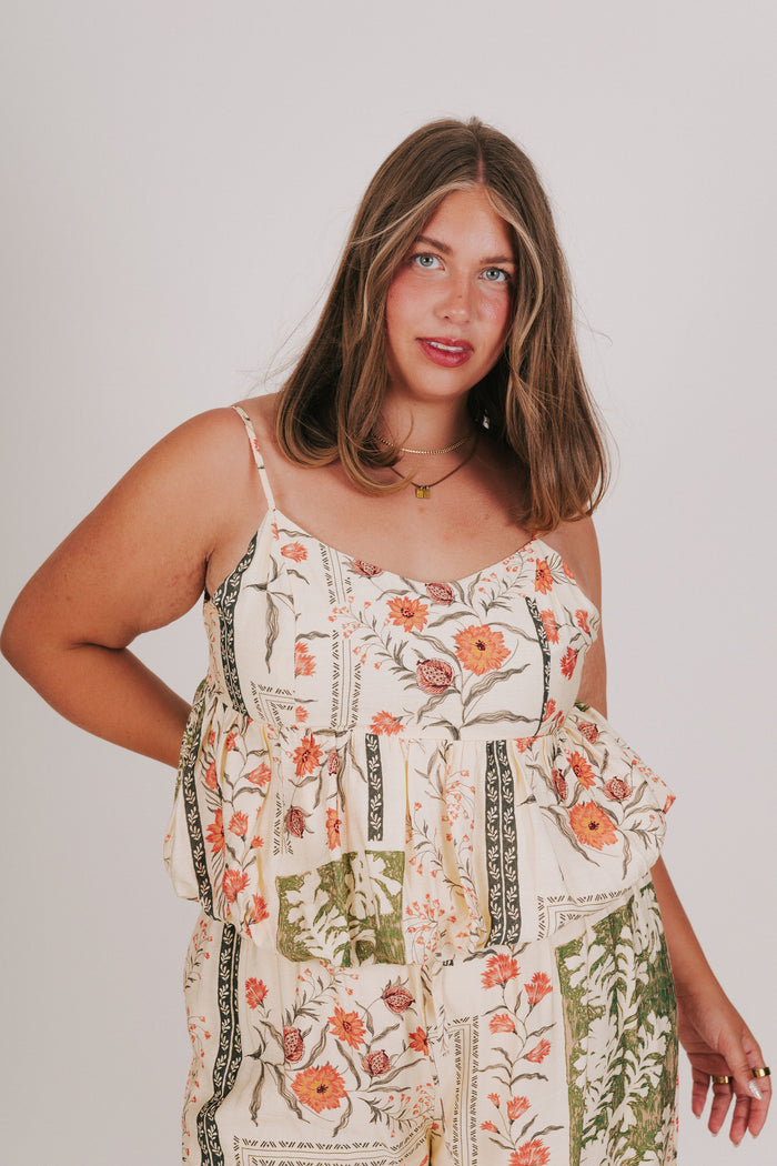 floral printed peplum top plus