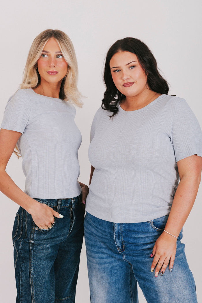 ribbed heathered top blue