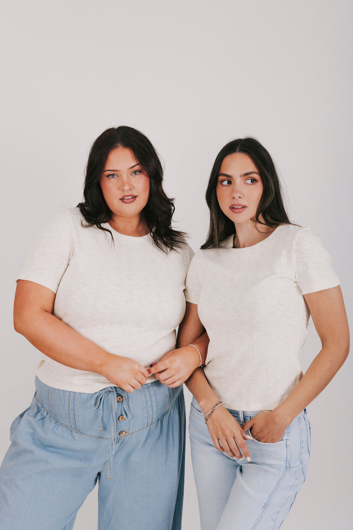 ribbed heathered top cream