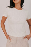 ribbed heathered top cream