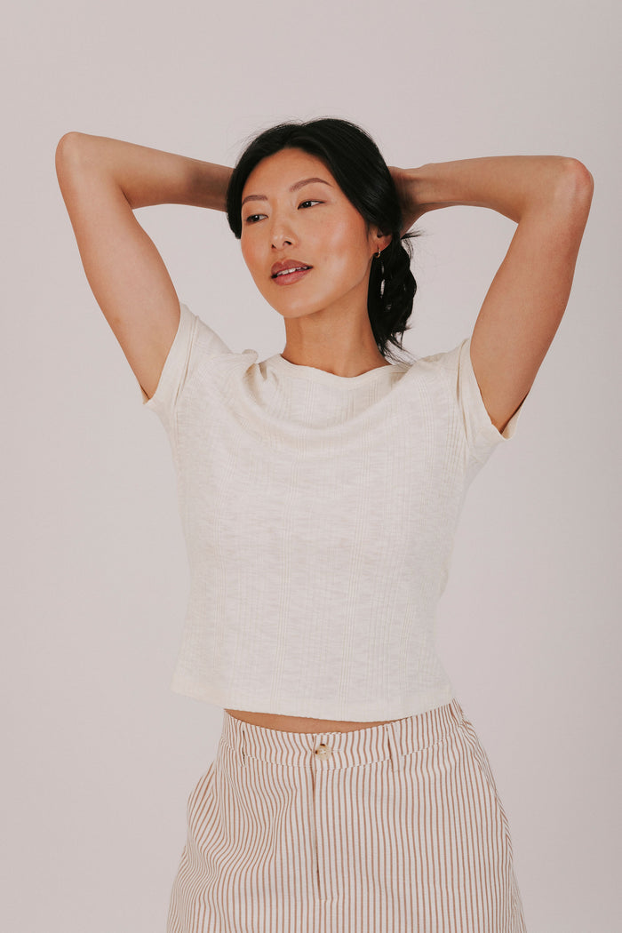 ribbed heathered top cream