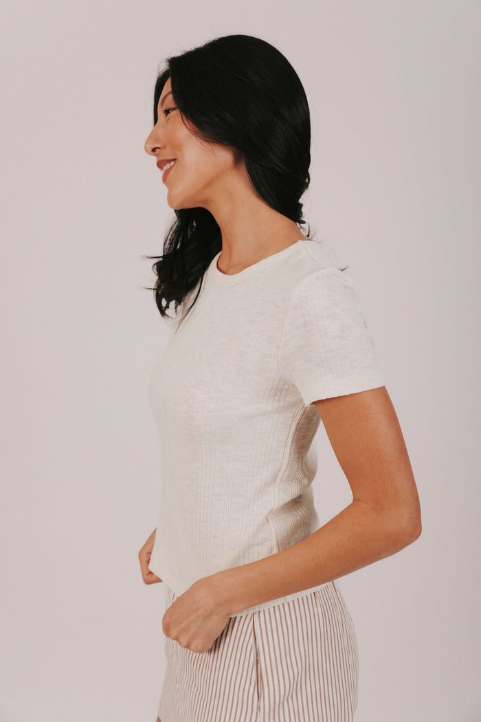 ribbed heathered top cream