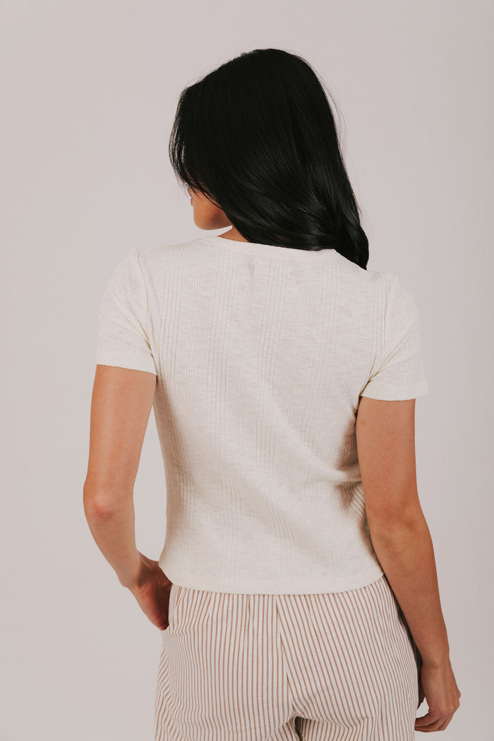 ribbed heathered top cream