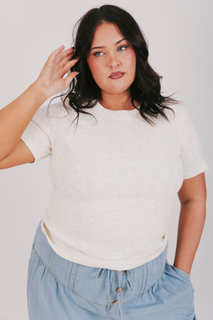 ribbed heathered top cream