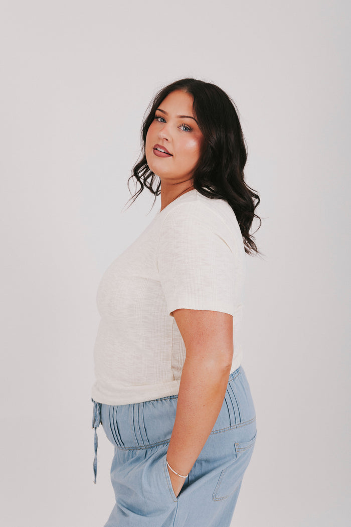 ribbed heathered top cream