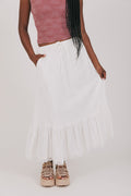 off white maxi skirt with lace trim front