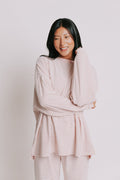 oversized ribbed striped long sleeve top pink