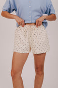 Cream black polka dot shorts front