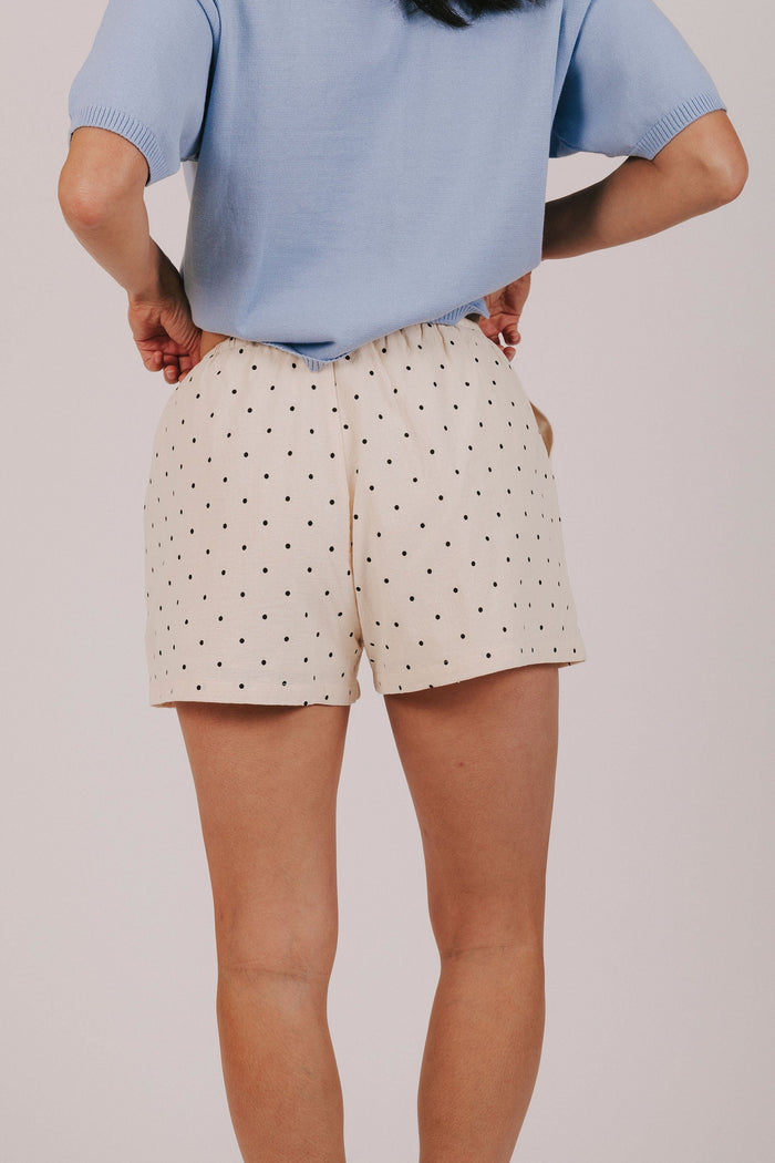 Cream black polka dot shorts back