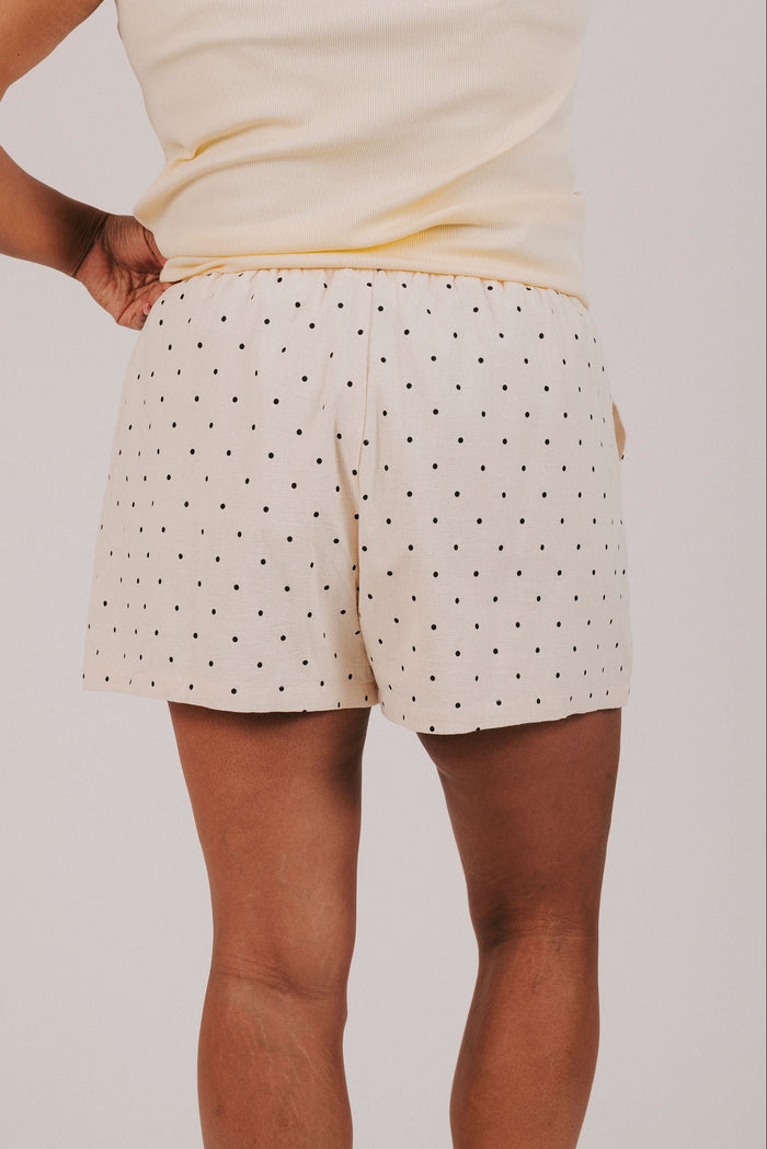 Cream black polka dot shorts plus-back