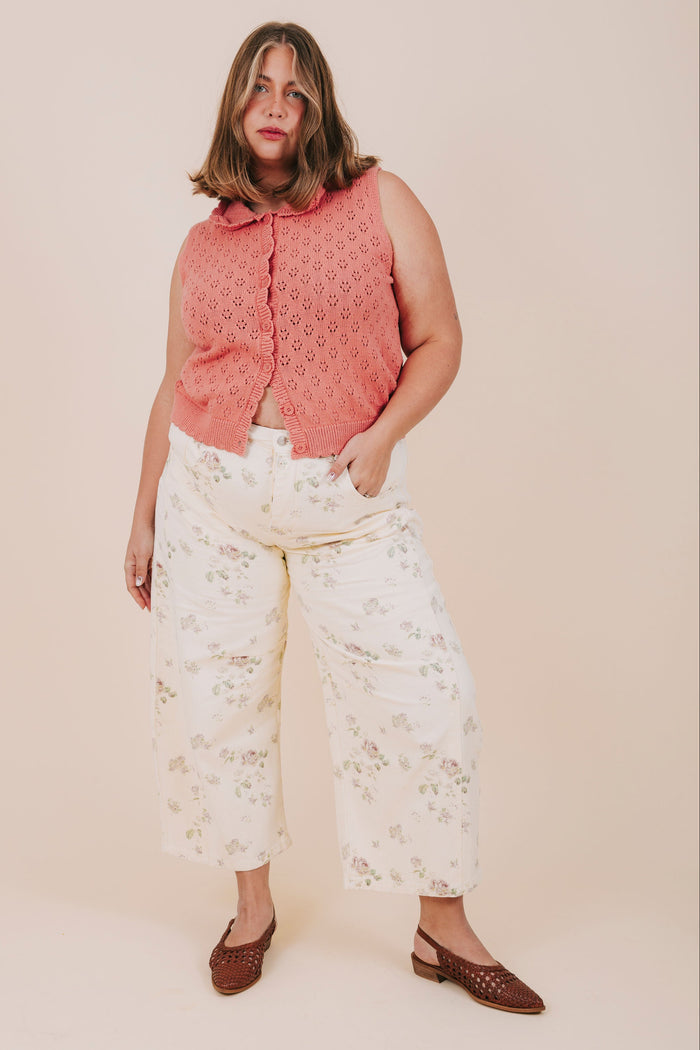 plus size ivory floral barrel jeans full
