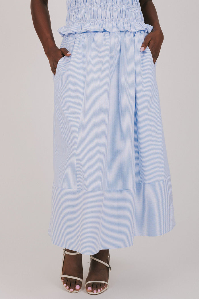 striped maxi skirt blue front