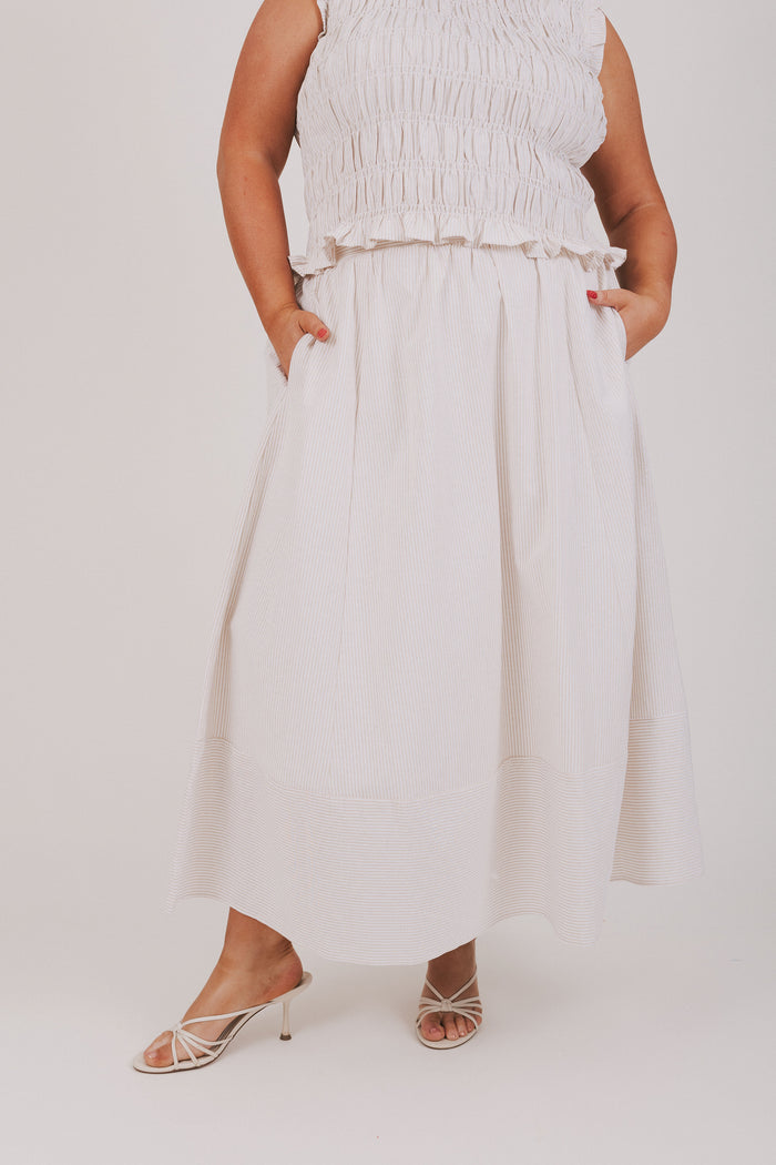 striped maxi skirt plus light beige