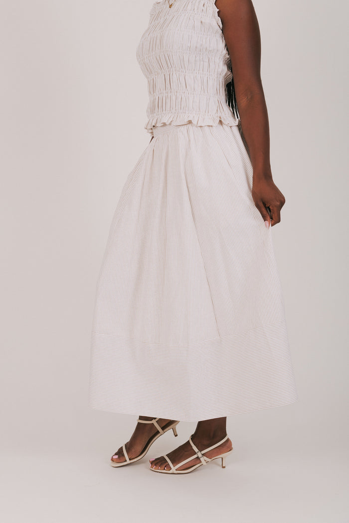 striped maxi skirt light beige side