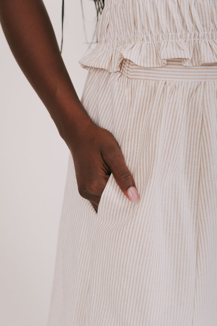 striped maxi skirt light beige details