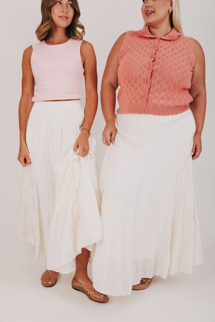 ivory tiered maxi skirt