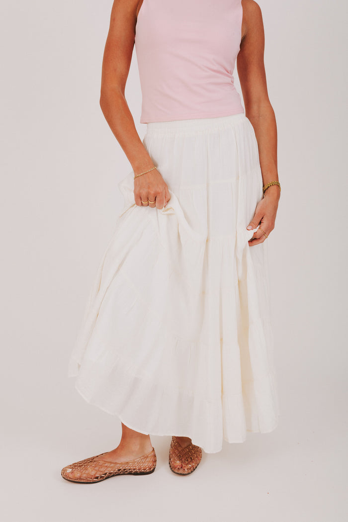 ivory tiered maxi skirt