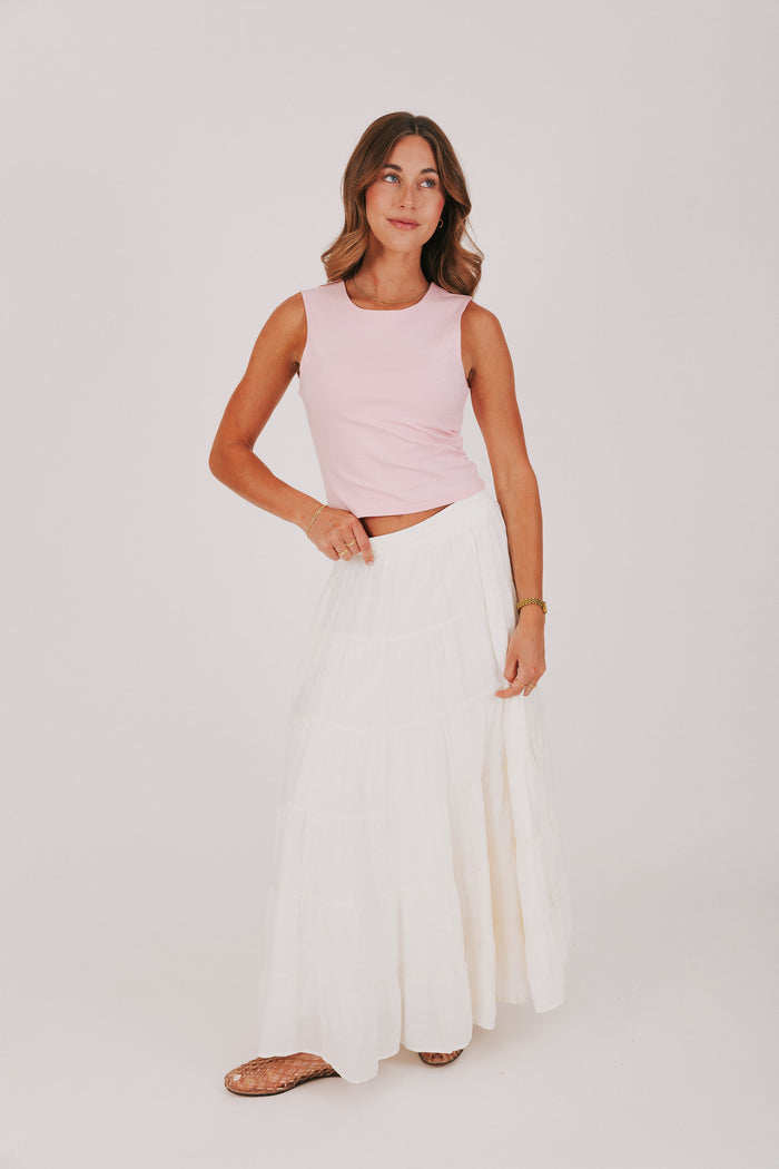 ivory tiered maxi skirt