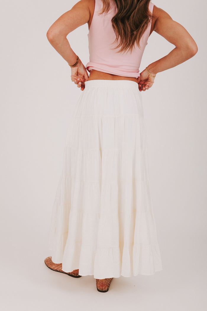 ivory tiered maxi skirt