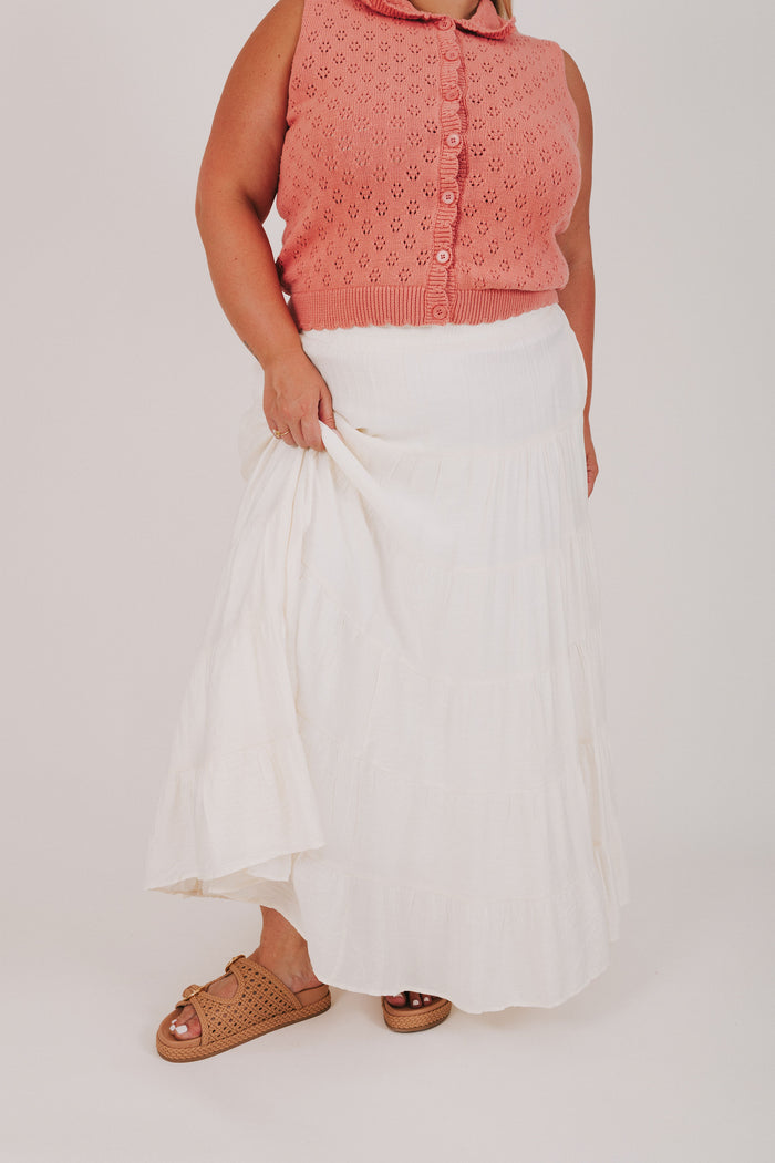 ivory tiered maxi skirt