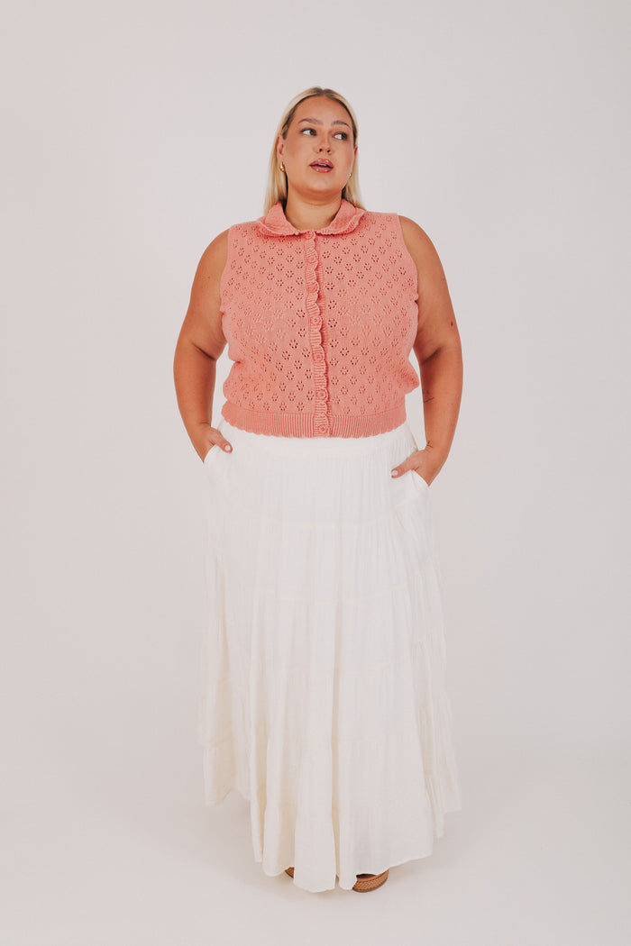 ivory tiered maxi skirt
