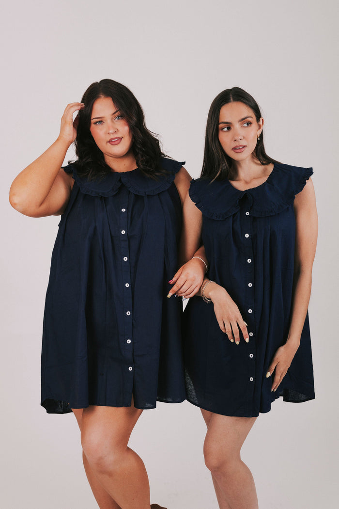 mini collared dress with buttons down the front