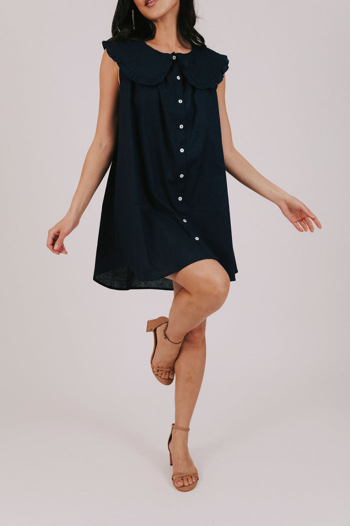 mini collared dress with buttons down the front