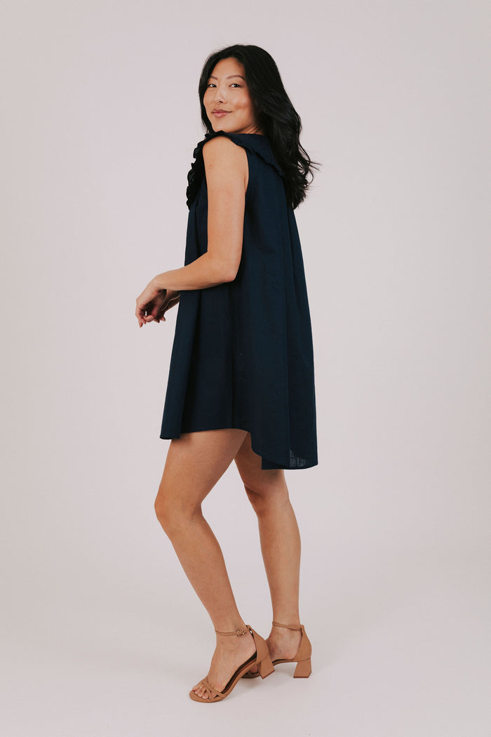 mini collared dress with buttons down the front