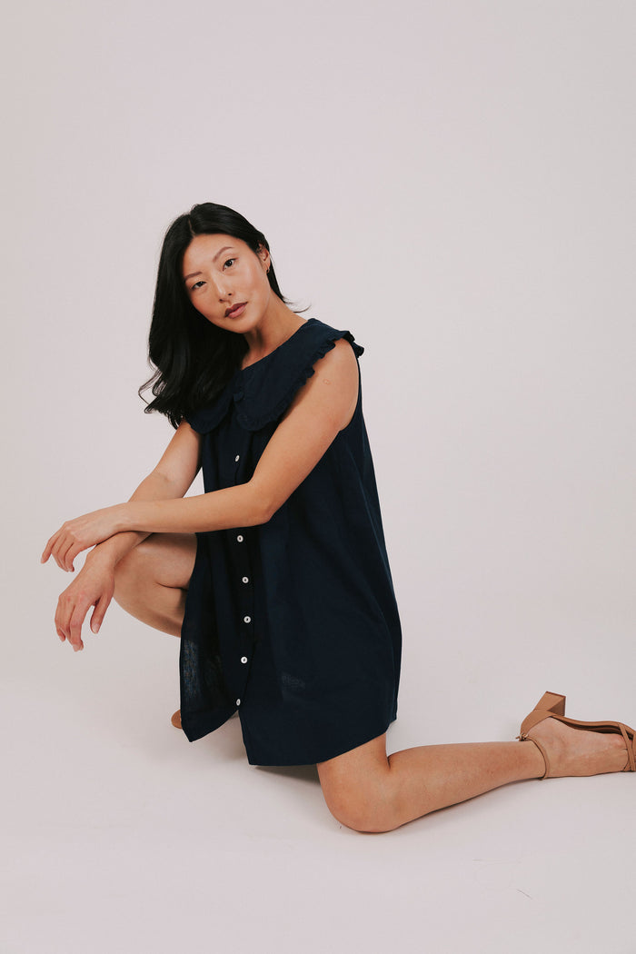 mini collared dress with buttons down the front