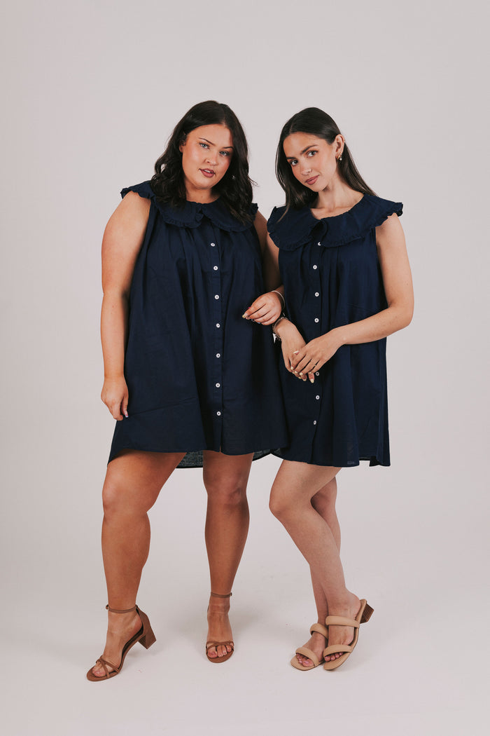 mini collared dress with buttons down the front