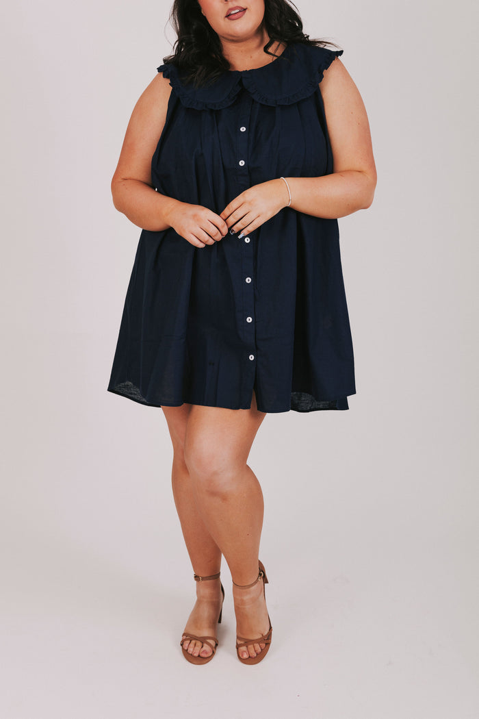 mini collared dress with buttons down the front