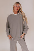 brown and cream oversized long sleeve shirt full