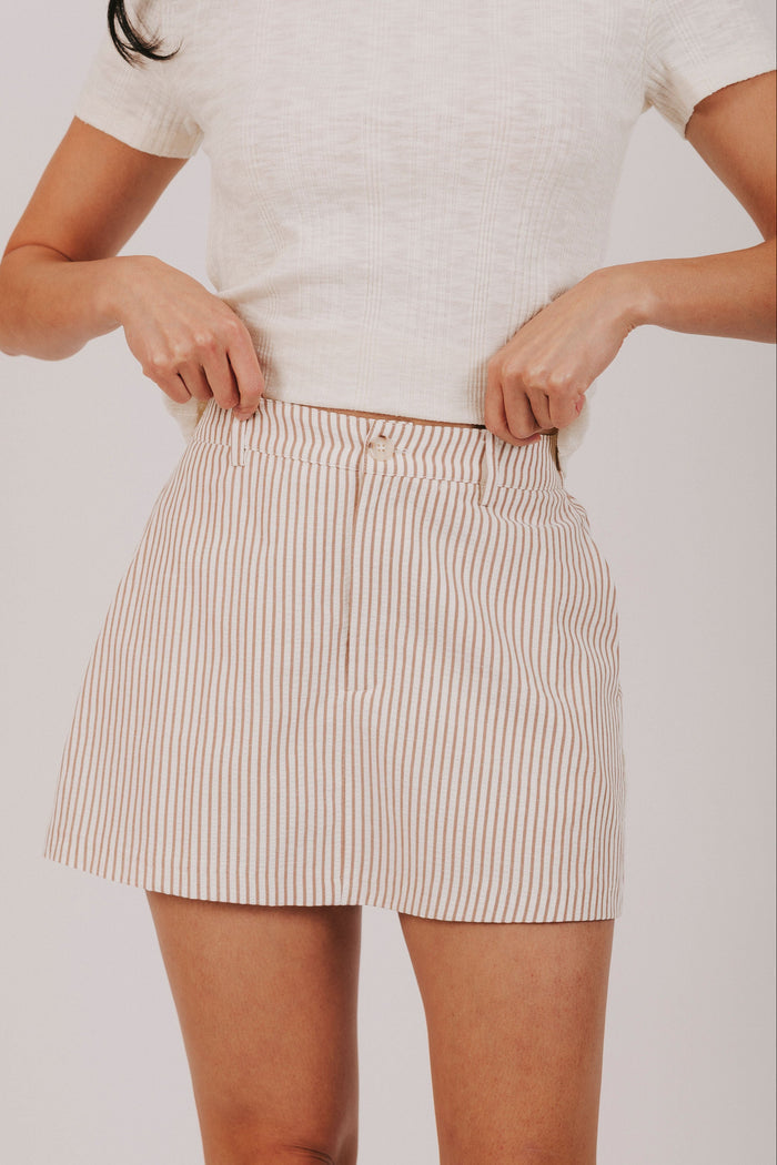 off white mocha stripe pocket inclusive skort front