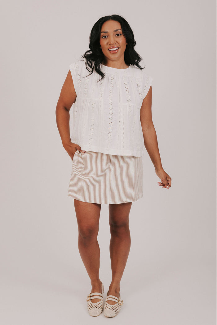 off white mocha stripe pocket inclusive skort plus model