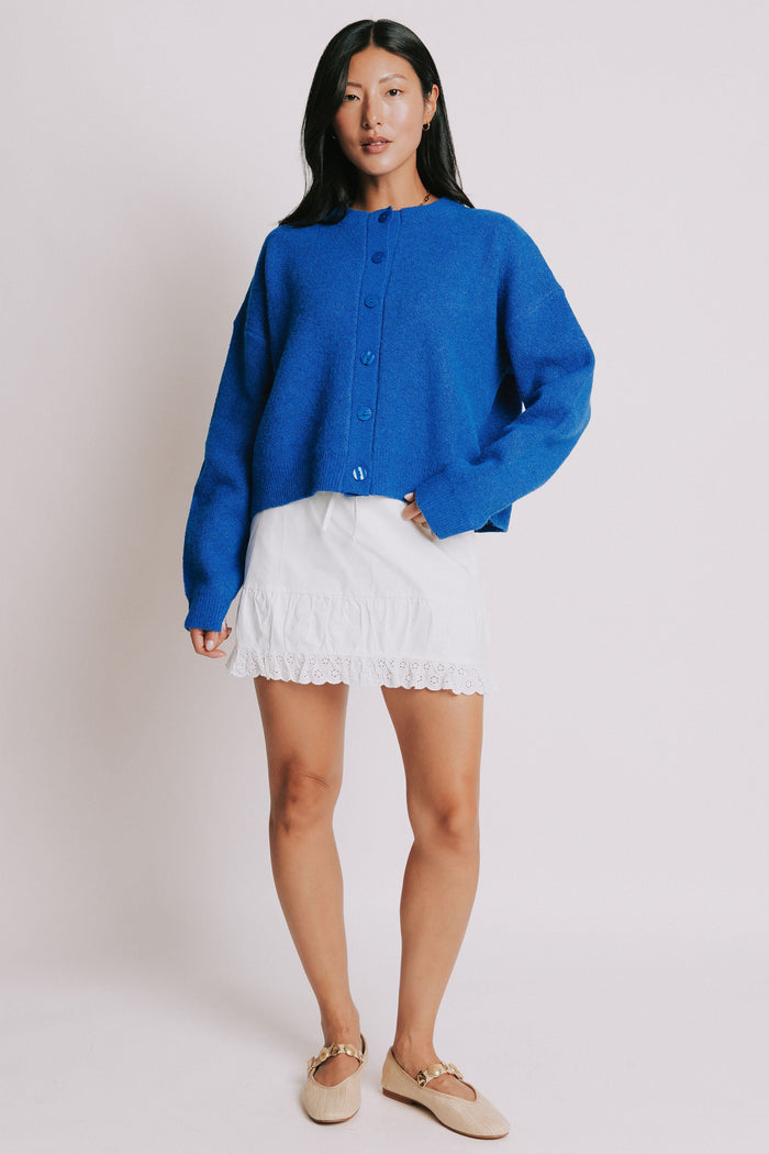 royal blue large button down cardigan full
