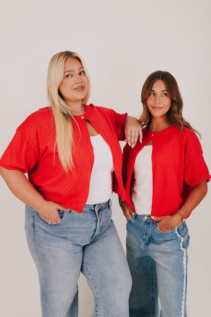 red pointelle open top