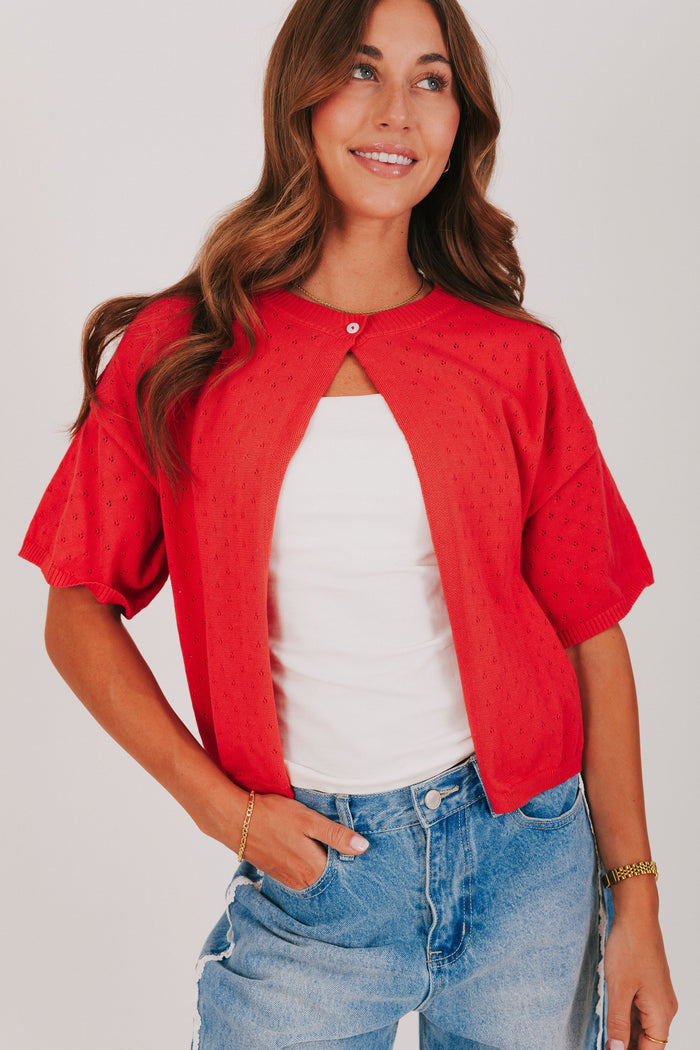 red pointelle open top