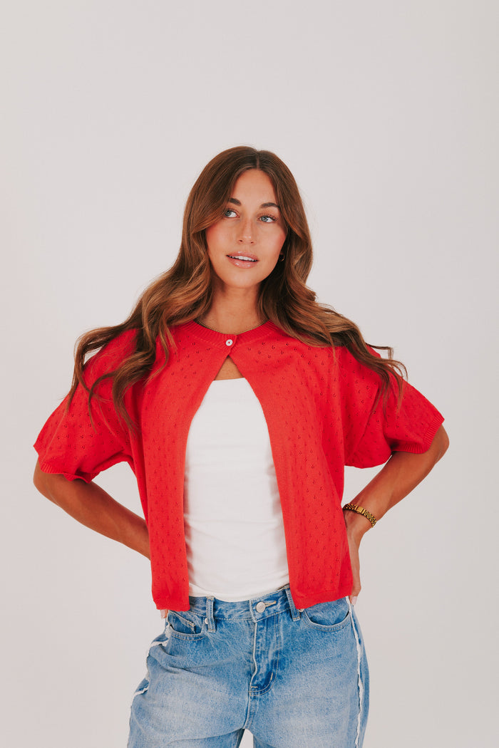 red pointelle open top