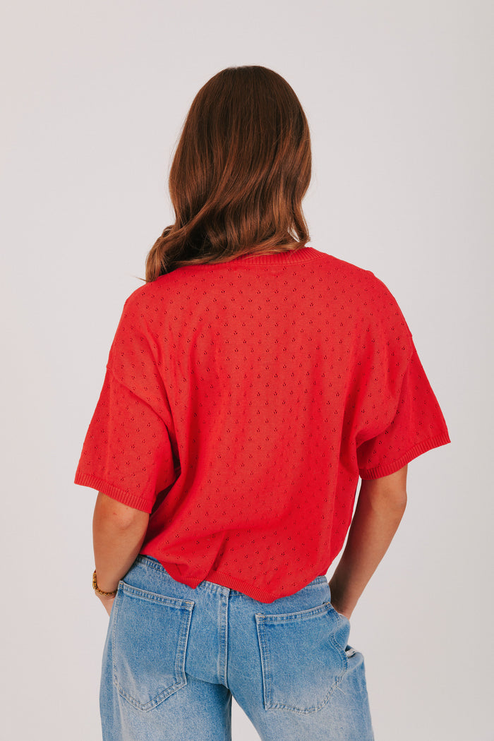 red pointelle open top